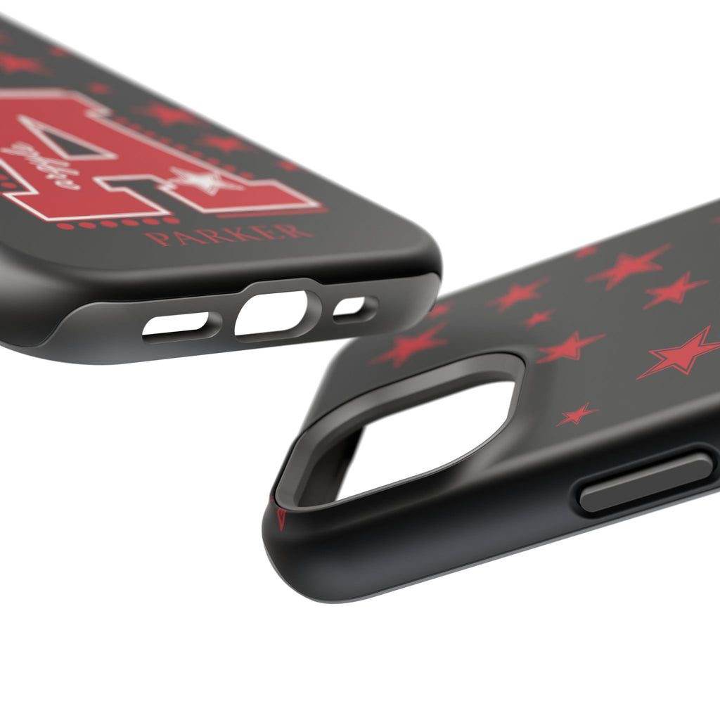Personalized Initial Phone Case — Red Varsity 'A' with Stars (Magnetic Impact-Resistant)