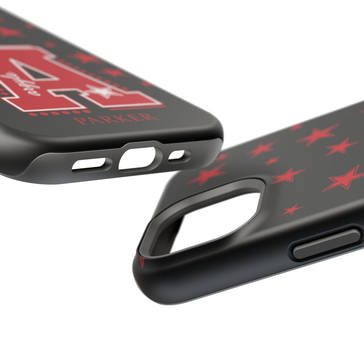 Personalized Initial Phone Case — Red Varsity 'A' with Stars (Magnetic Impact-Resistant)