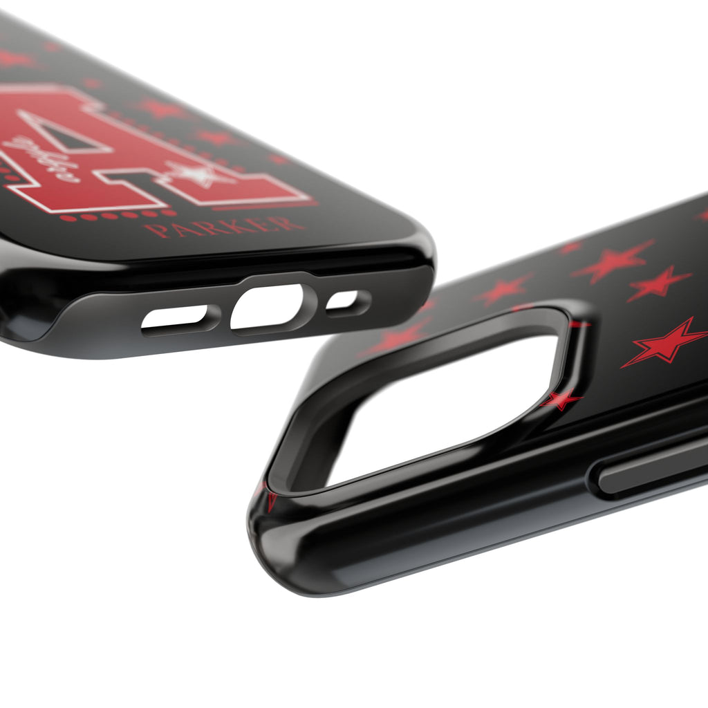 Personalized Initial Phone Case — Red Varsity 'A' with Stars (Magnetic Impact-Resistant)