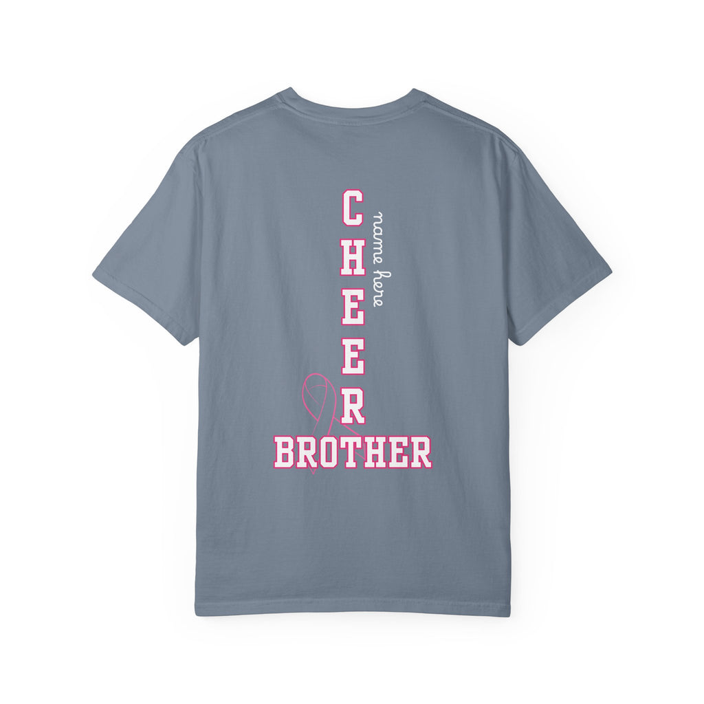 Custom Cheer Brother Pink Out T-Shirt | Adult Go Fight Win Breast Cancer Awareness