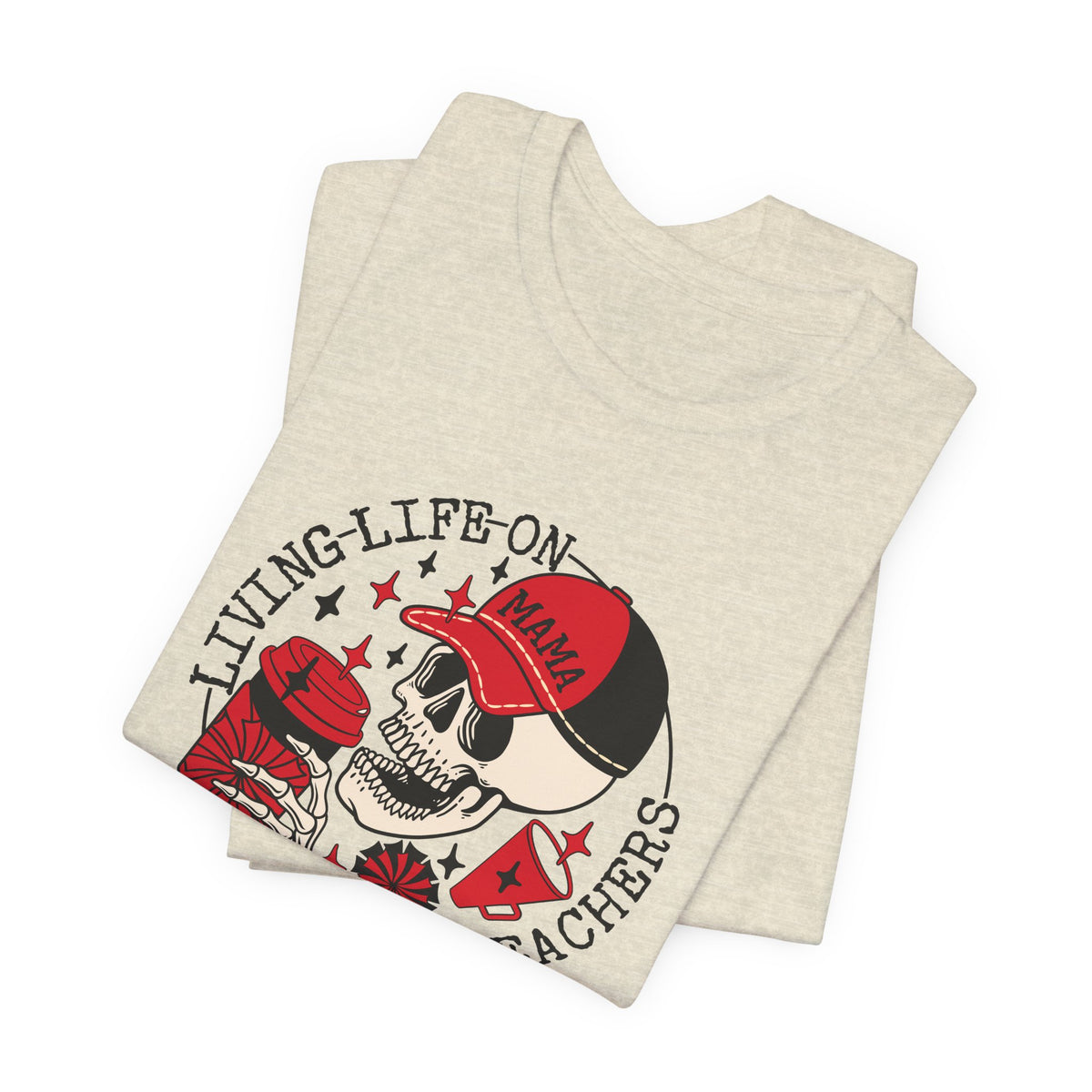 Living Life in the Stands Mama T-Shirt | Red & Black Sports Mom Tee