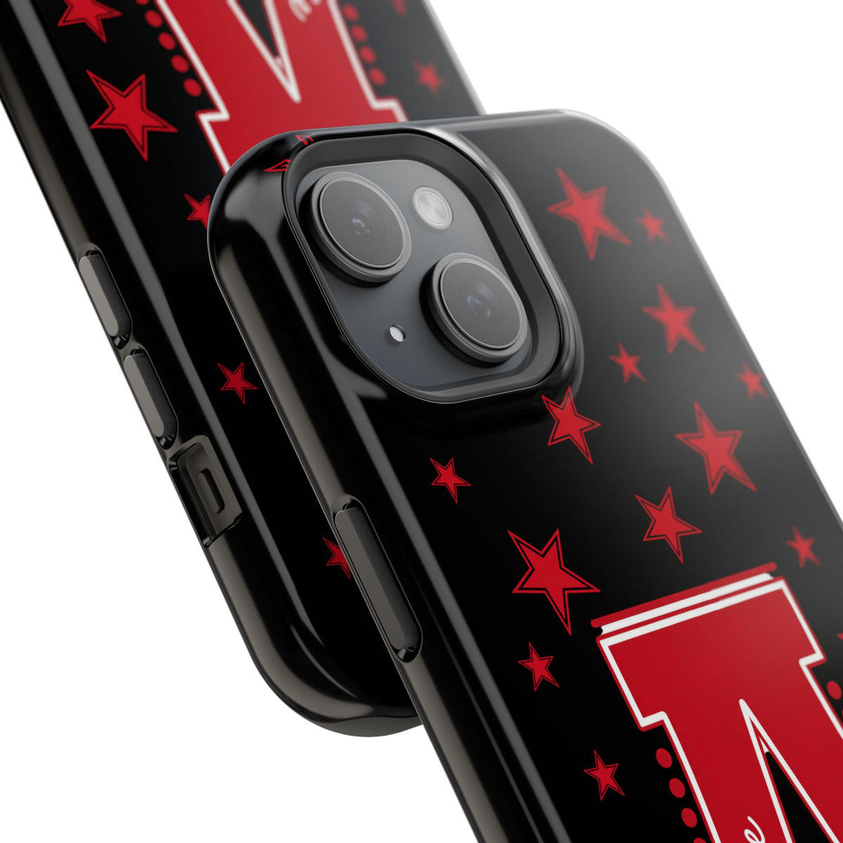 Personalized Initial Phone Case — Red Varsity 'A' with Stars (Magnetic Impact-Resistant)