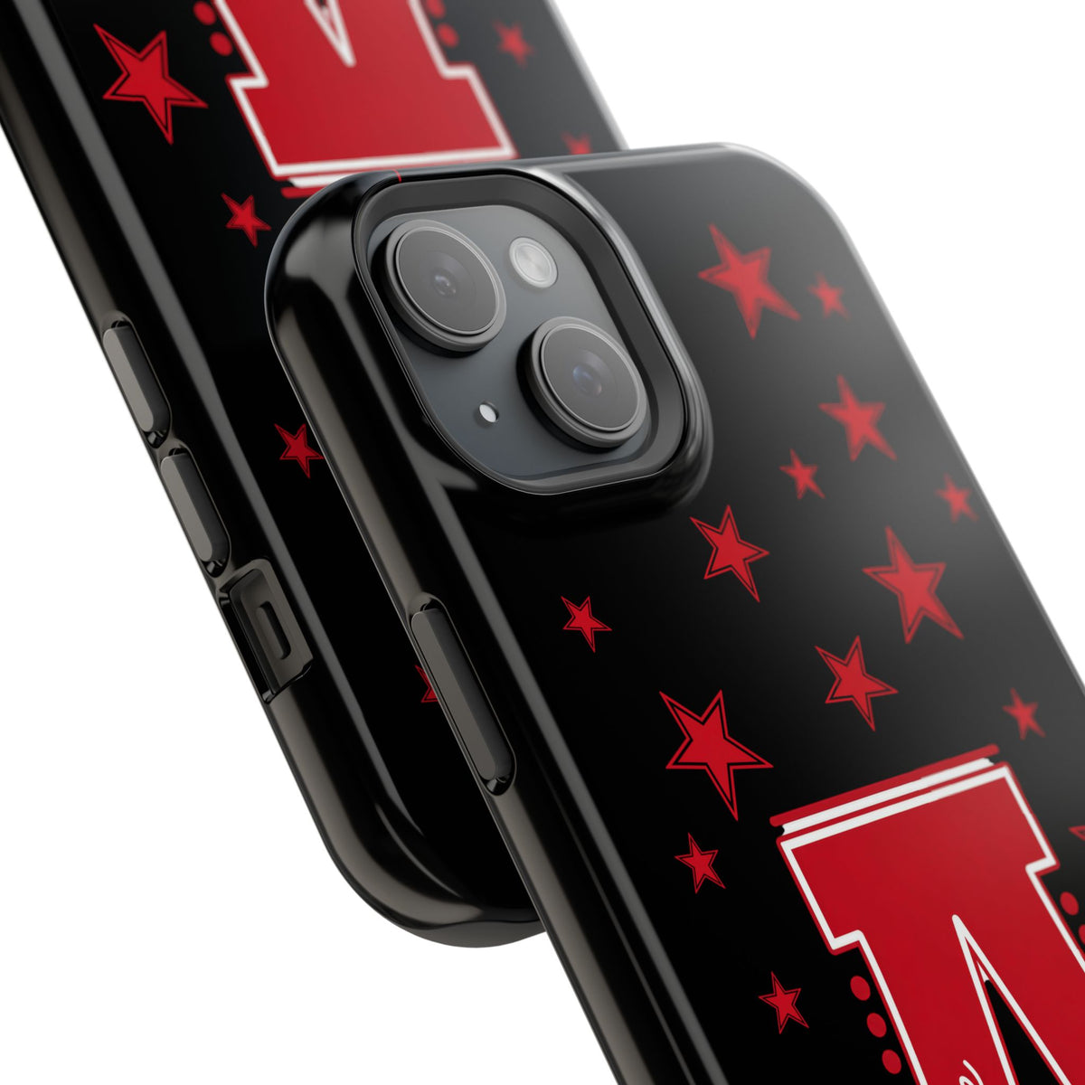 Personalized Initial Phone Case — Red Varsity 'A' with Stars (Magnetic Impact-Resistant)