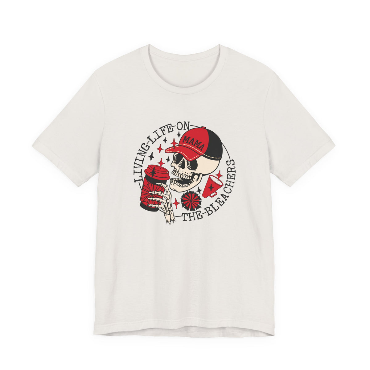 Living Life in the Stands Mama T-Shirt | Red & Black Sports Mom Tee