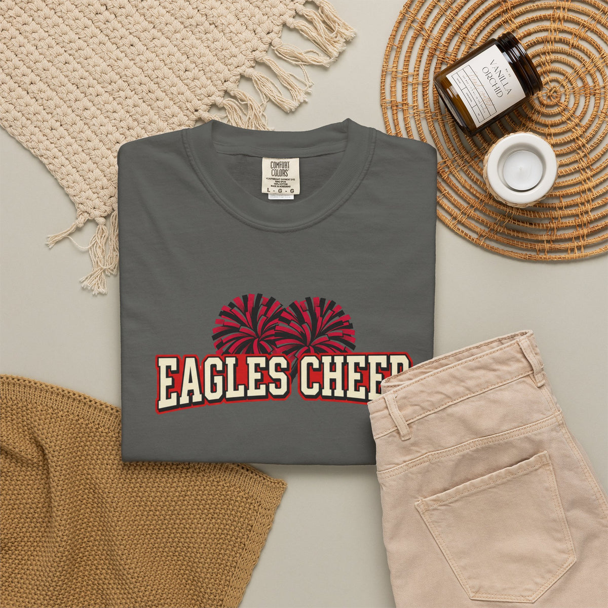 Eagles Cheer T-Shirt — Pom-Pom Graphic Spirit Tee