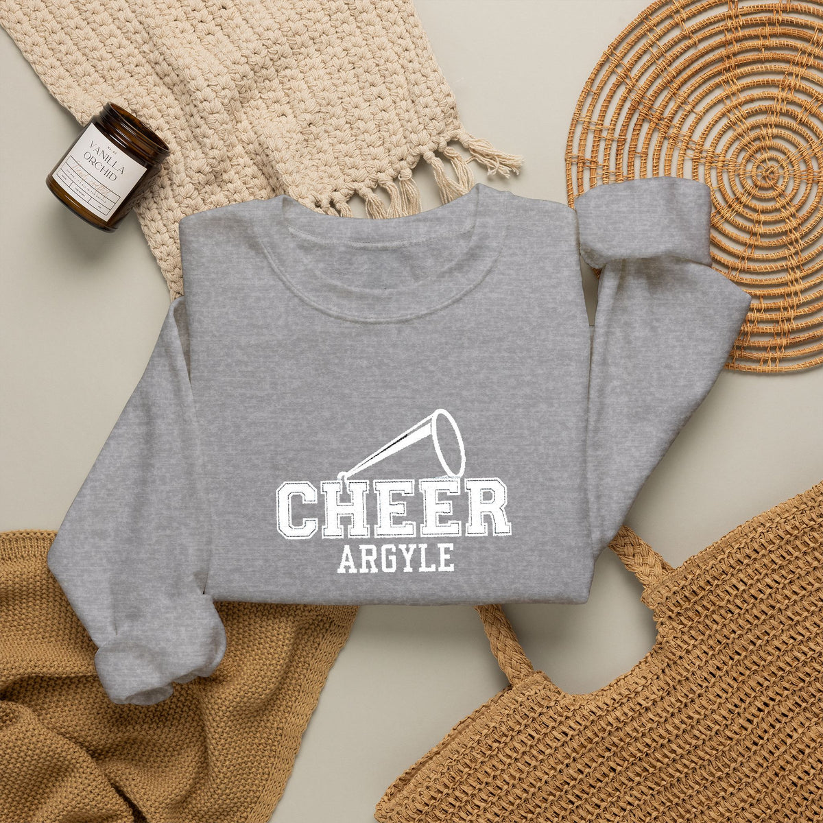 Cheer Megaphone Crewneck Sweatshirt — Argyle Spirit Cheerleading Pullover