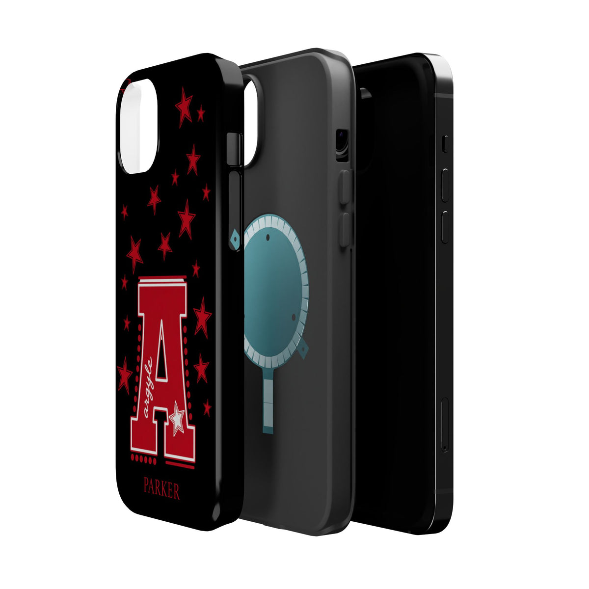 Personalized Initial Phone Case — Red Varsity 'A' with Stars (Magnetic Impact-Resistant)