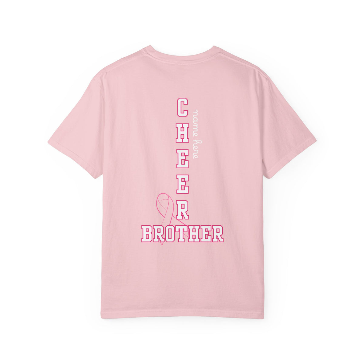 Custom Cheer Brother Pink Out T-Shirt | Adult Go Fight Win Breast Cancer Awareness