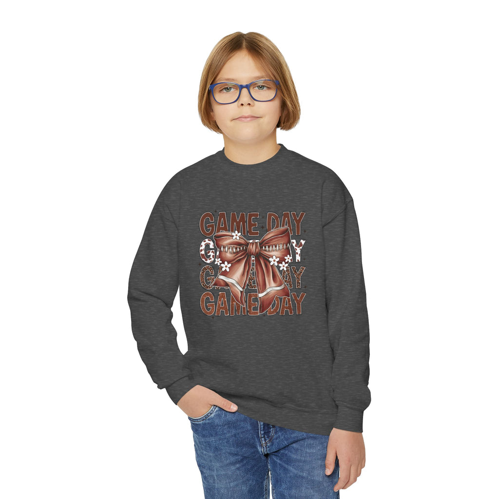 Game Day Bow Youth Crewneck Sweatshirt