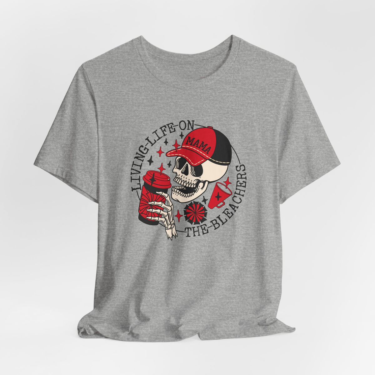 Living Life in the Stands Mama T-Shirt | Red & Black Sports Mom Tee