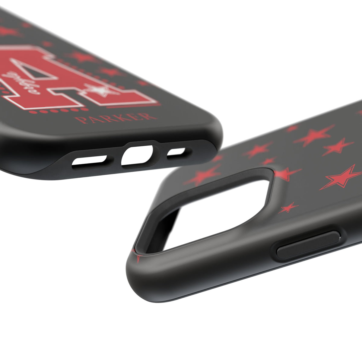 Personalized Initial Phone Case — Red Varsity 'A' with Stars (Magnetic Impact-Resistant)