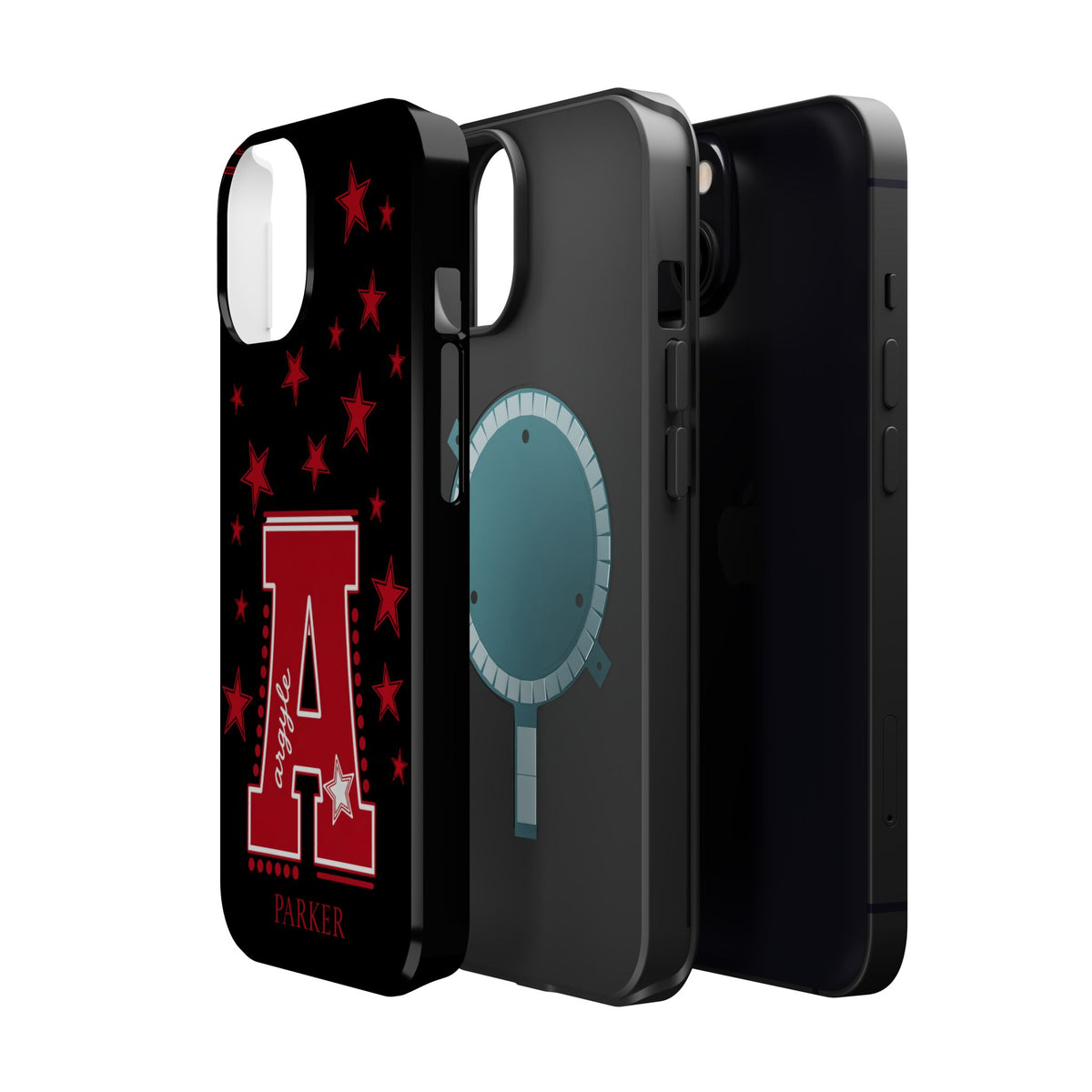 Personalized Initial Phone Case — Red Varsity 'A' with Stars (Magnetic Impact-Resistant)