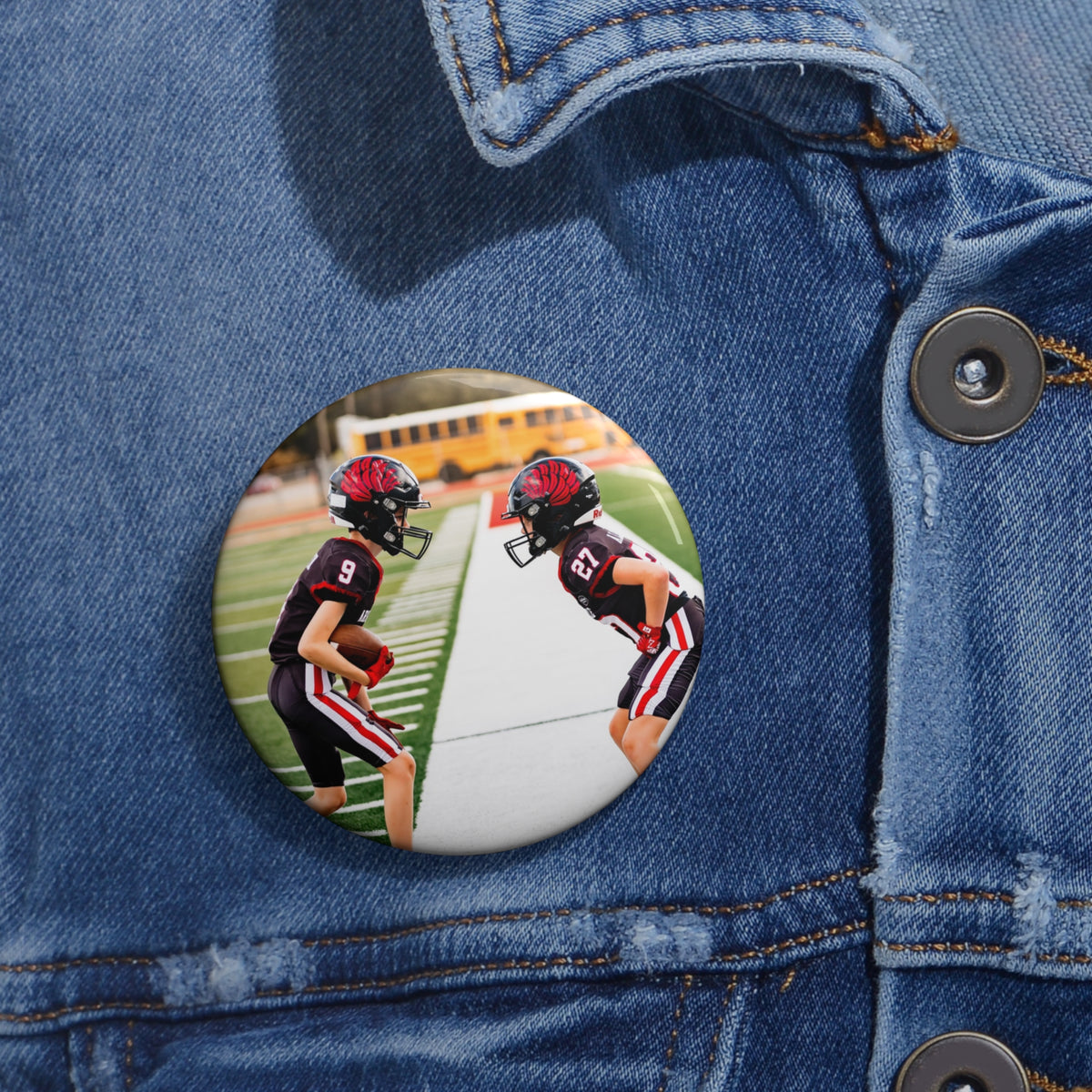 Football Player Pin Button | Custom