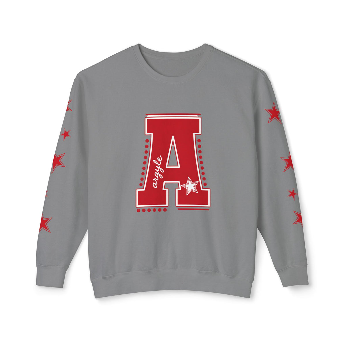 Red Varsity 'A' Crewneck Sweatshirt — Star Sleeve Letterman Pullover
