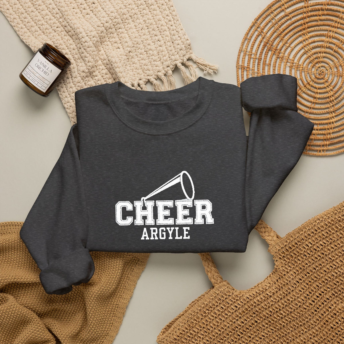 Cheer Megaphone Crewneck Sweatshirt — Argyle Spirit Cheerleading Pullover