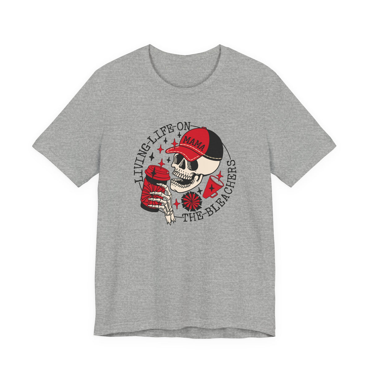 Living Life in the Stands Mama T-Shirt | Red & Black Sports Mom Tee