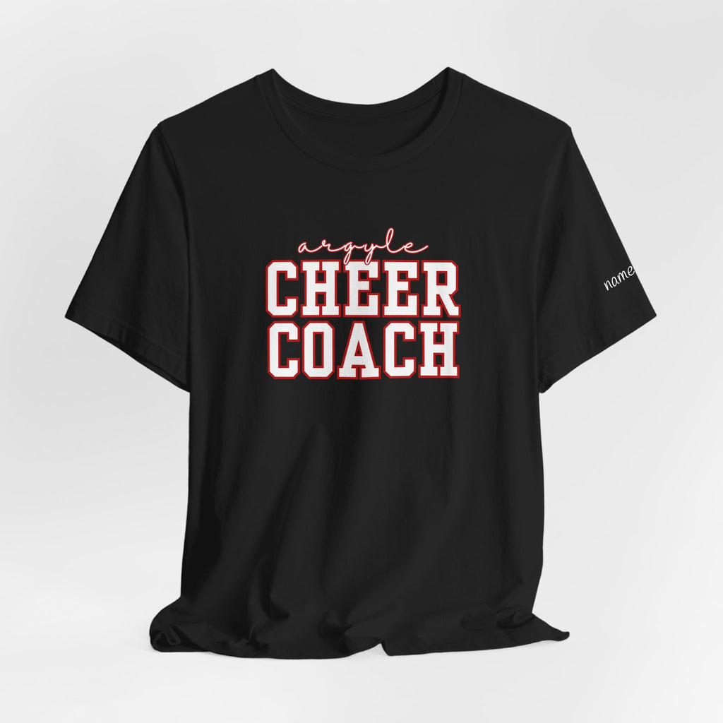Custom Argyle Cheer Coach T-Shirt | Personalized Coach Name Tee