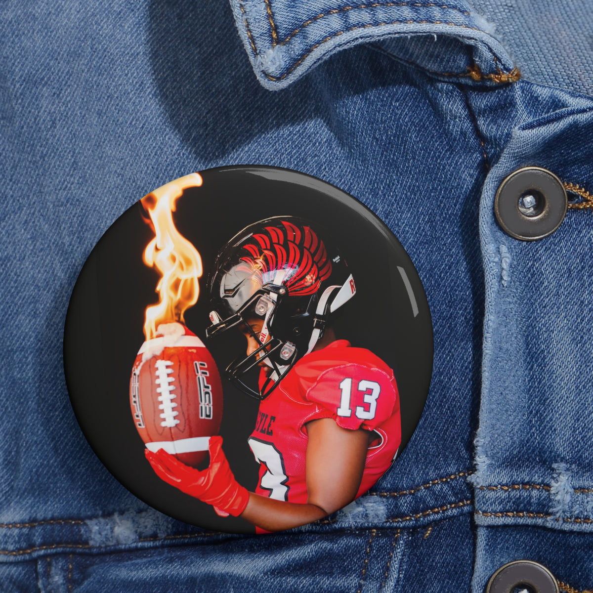 Football Player Pin Button — Custom
