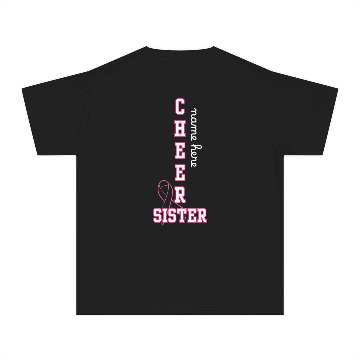 Youth Custom Cheer Sister — Go Fight Win Pink Ribbon Breast Cancer Support