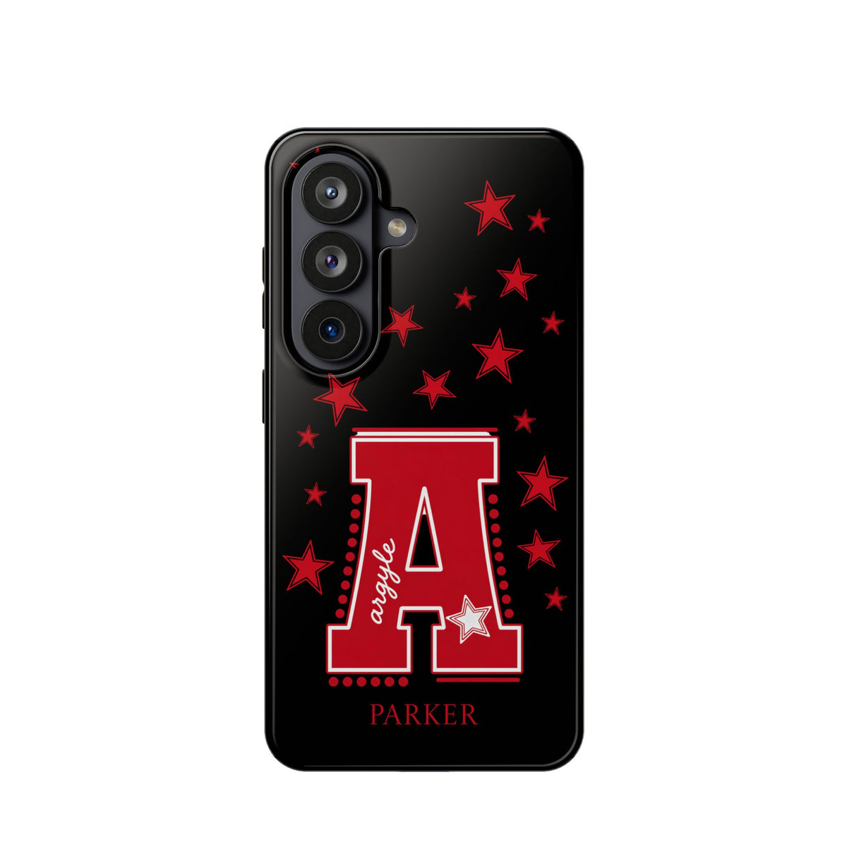 Personalized Initial Phone Case — Red Varsity 'A' with Stars (Magnetic Impact-Resistant)