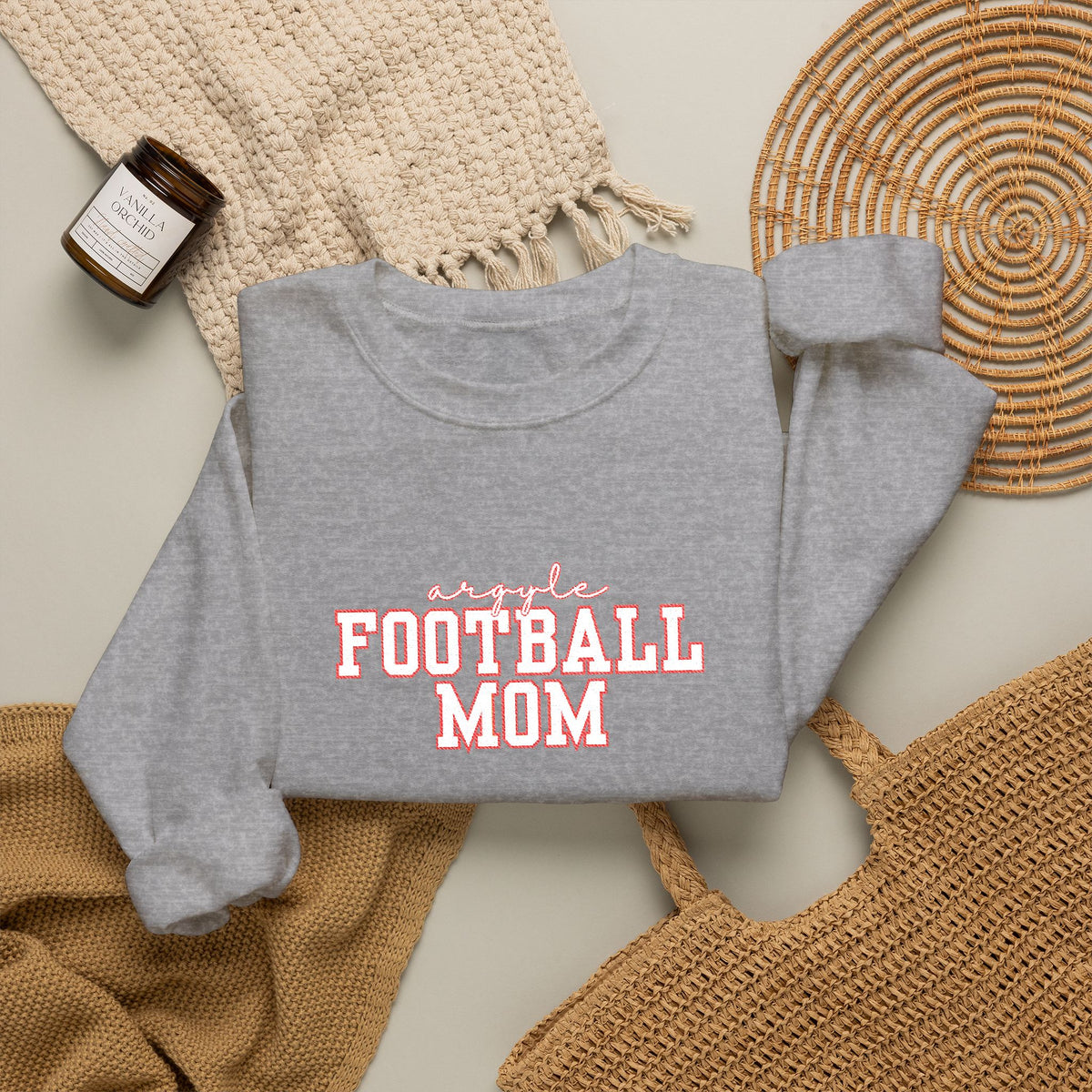 Embroidered Football Mom Crewneck Sweatshirt | Game Day Mom Pullover