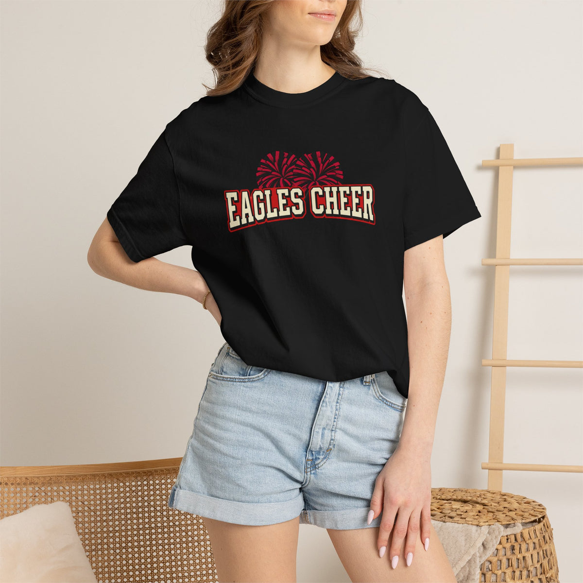 Eagles Cheer T-Shirt — Pom-Pom Graphic Spirit Tee