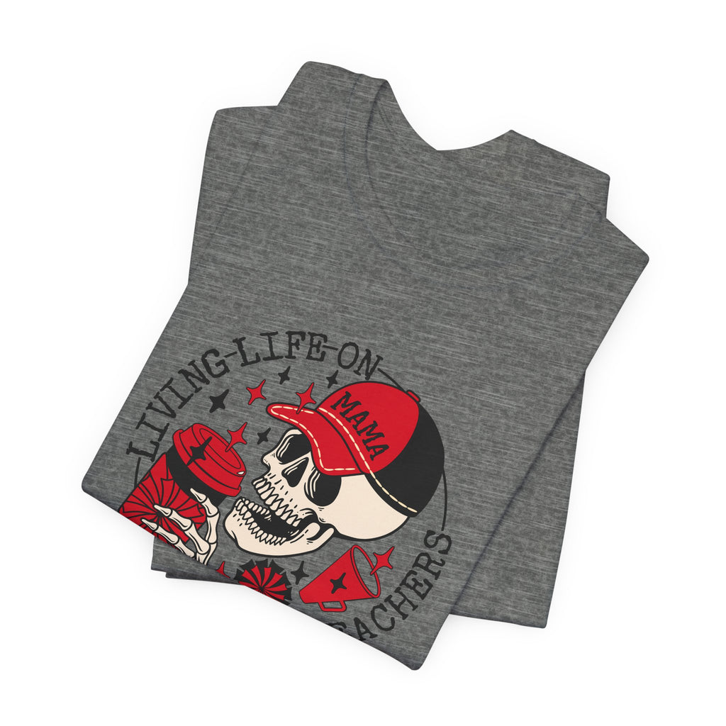 Living Life in the Stands Mama T-Shirt | Red & Black Sports Mom Tee