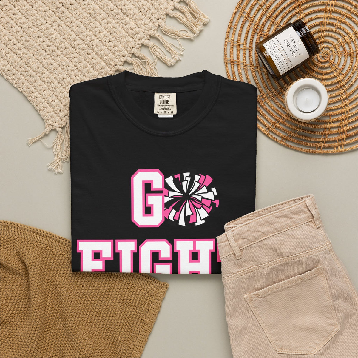 Breast Cancer Awareness "Go Fight Win" Custom Cheer Mom T-Shirt