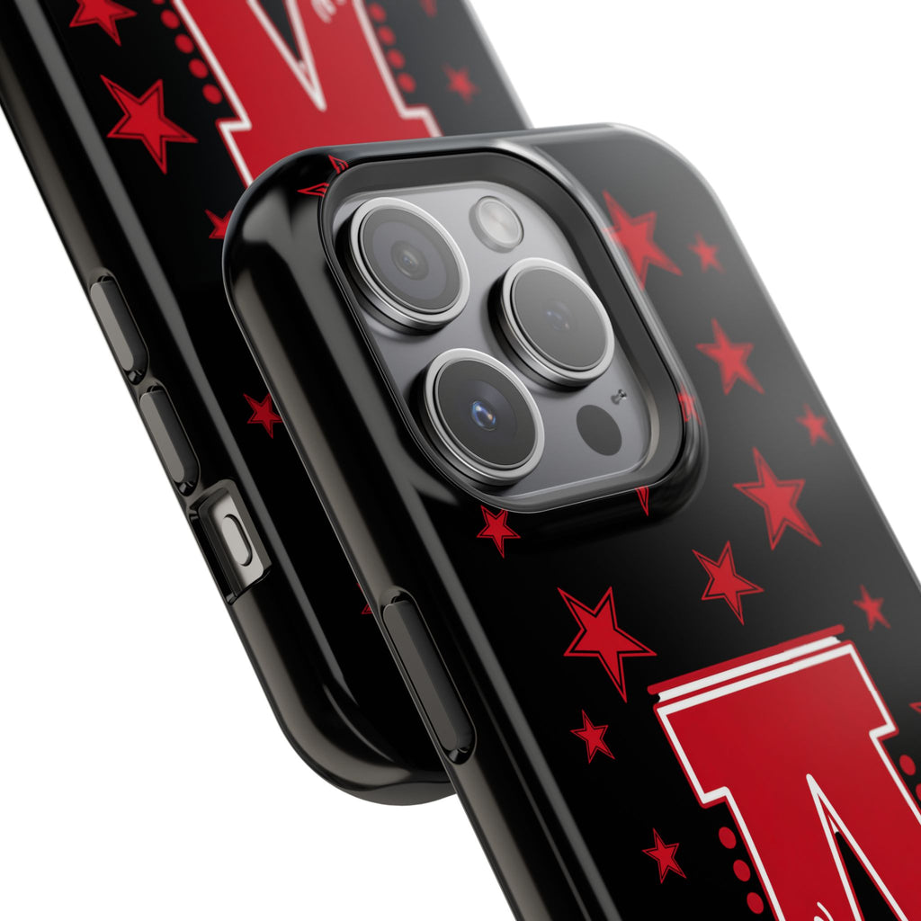 Personalized Initial Phone Case — Red Varsity 'A' with Stars (Magnetic Impact-Resistant)