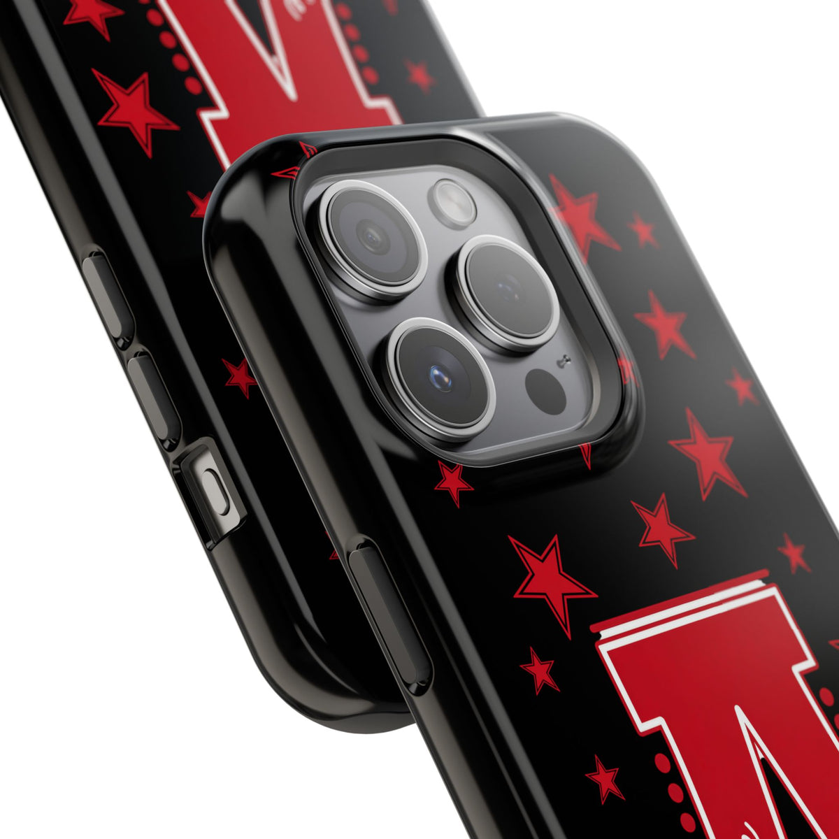 Personalized Initial Phone Case — Red Varsity 'A' with Stars (Magnetic Impact-Resistant)