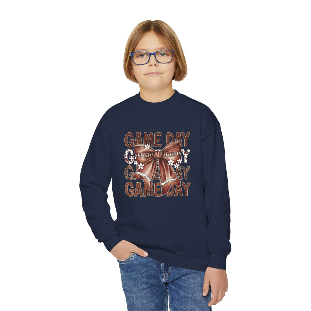 Game Day Bow Youth Crewneck Sweatshirt
