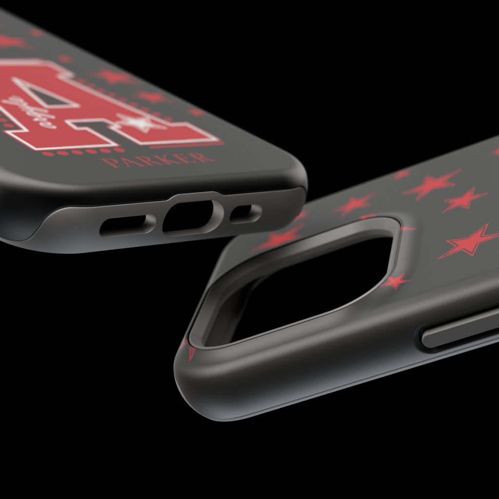 Personalized Initial Phone Case — Red Varsity 'A' with Stars (Magnetic Impact-Resistant)