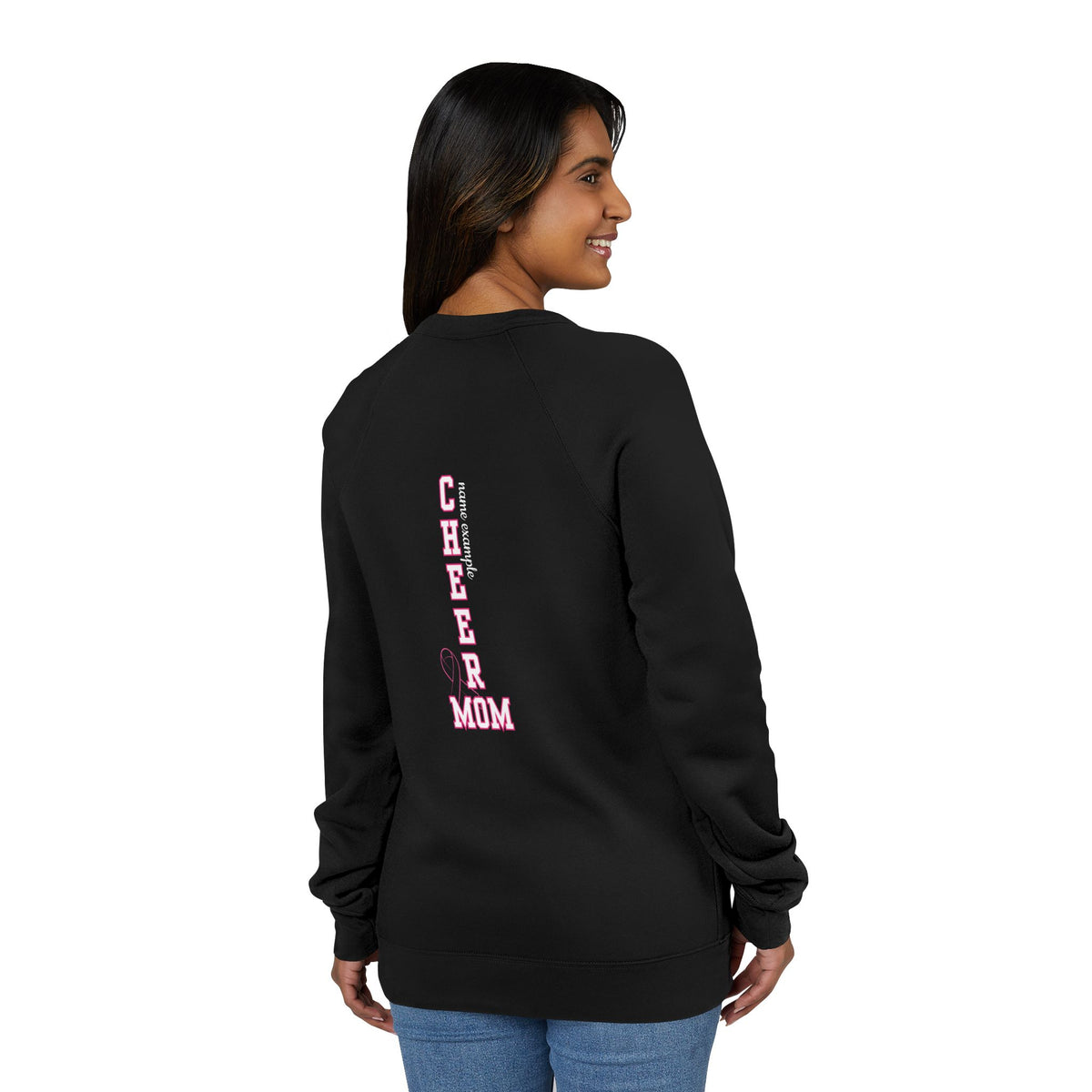 MOM | Custom Cheer Mom Raglan Sweatshirt | Go Fight Win Pink Out Breast Cancer Awareness