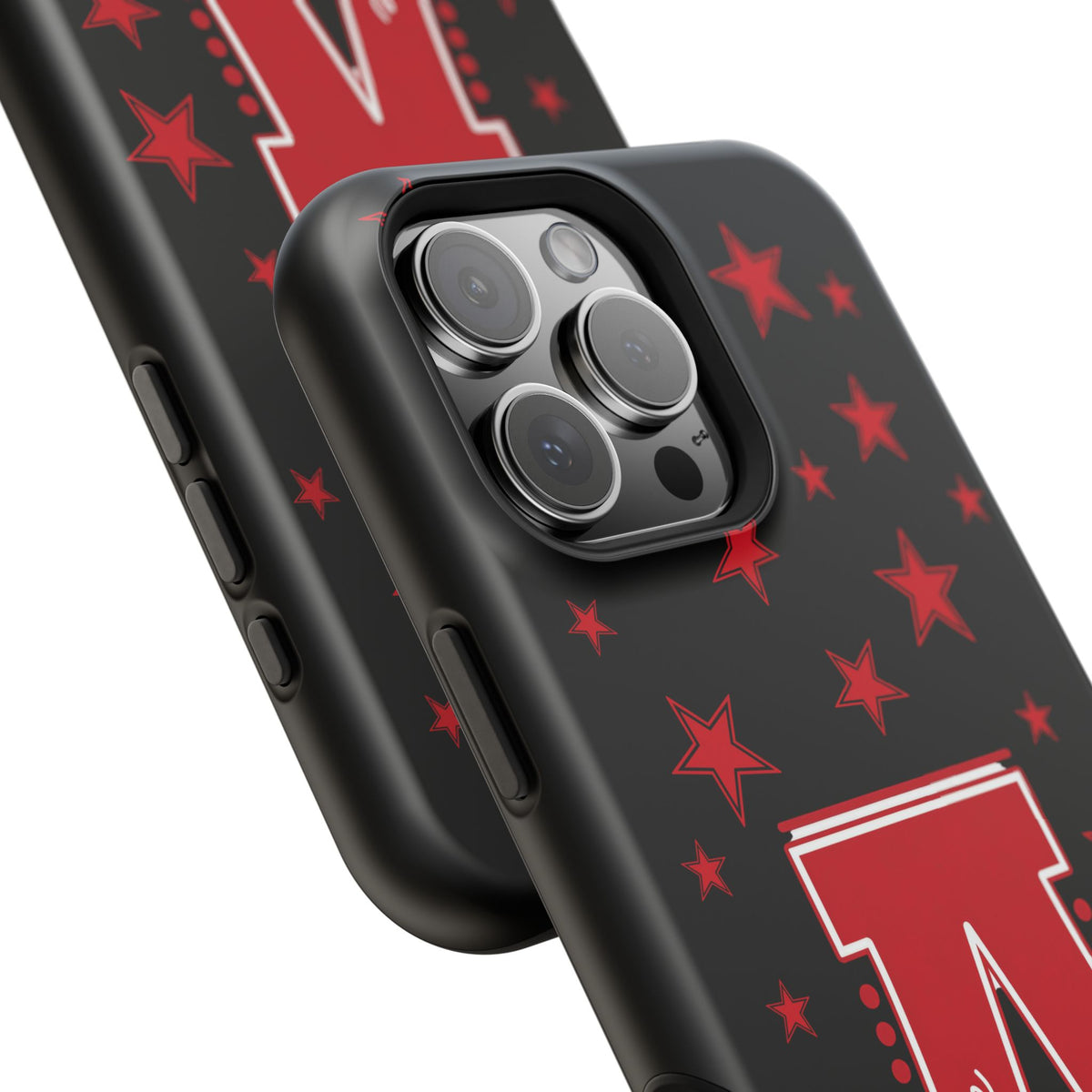 Personalized Initial Phone Case — Red Varsity 'A' with Stars (Magnetic Impact-Resistant)