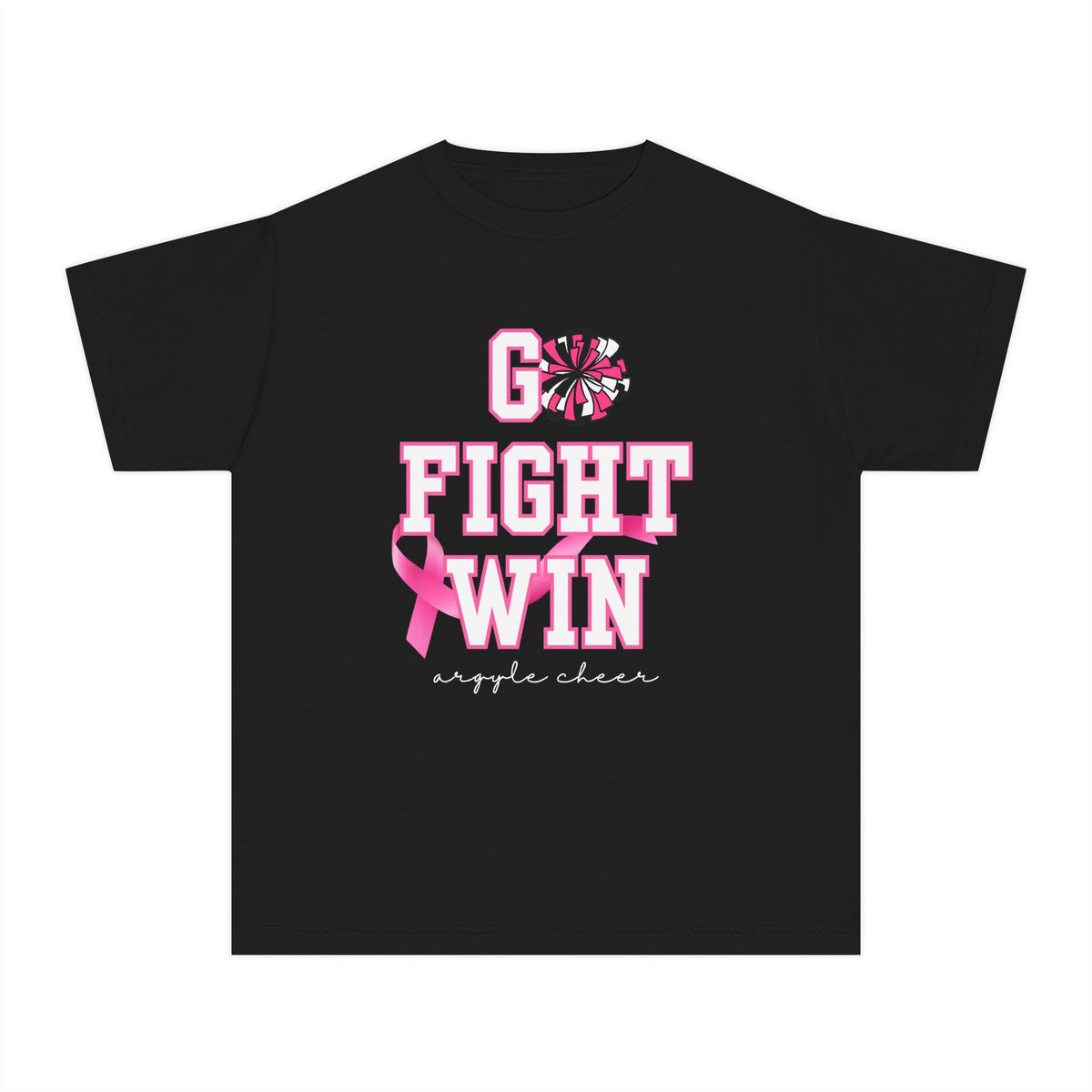 Youth Custom Cheer Sister — Go Fight Win Pink Ribbon Breast Cancer Support