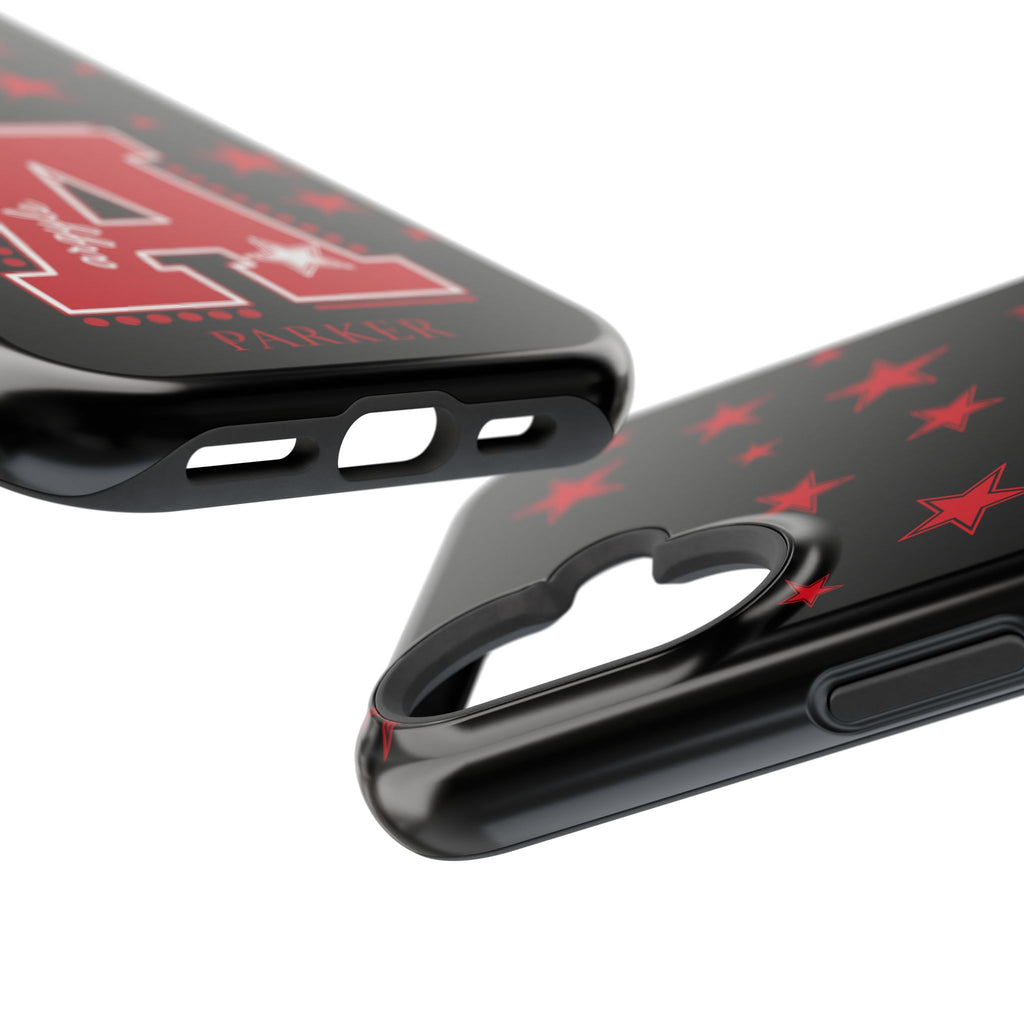 Personalized Initial Phone Case — Red Varsity 'A' with Stars (Magnetic Impact-Resistant)