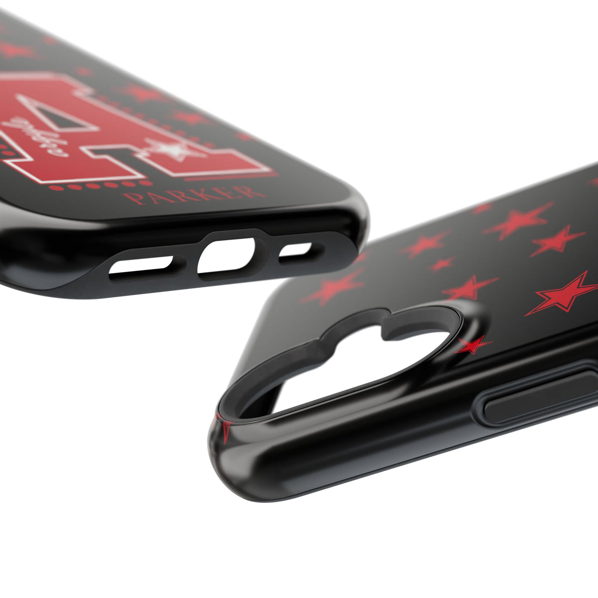 Personalized Initial Phone Case — Red Varsity 'A' with Stars (Magnetic Impact-Resistant)