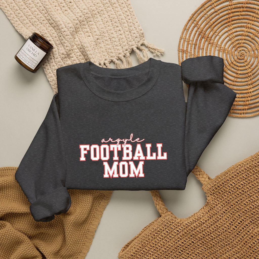 Embroidered Football Mom Crewneck Sweatshirt | Game Day Mom Pullover