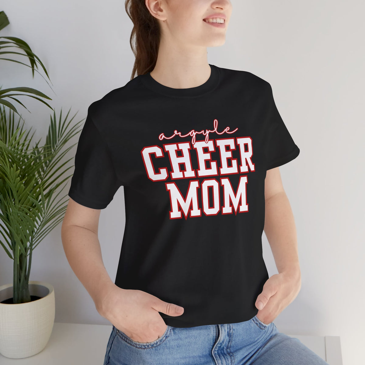 Argyle Cheer Mom T-Shirt | Varsity Script Mom Shirt, Sports Mom Tee