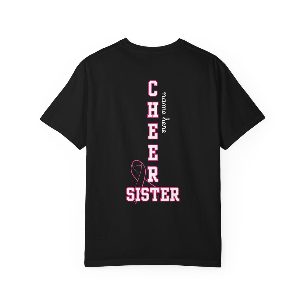 SISTER (ADULT) Breast Cancer Awareness "Go Fight Win" Custom Name Cheer T-Shirt