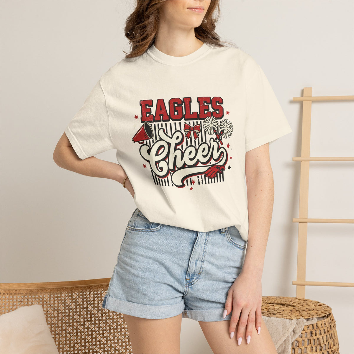Eagles Cheer T-Shirt — Vintage Pom Pom Cheerleader Graphic
