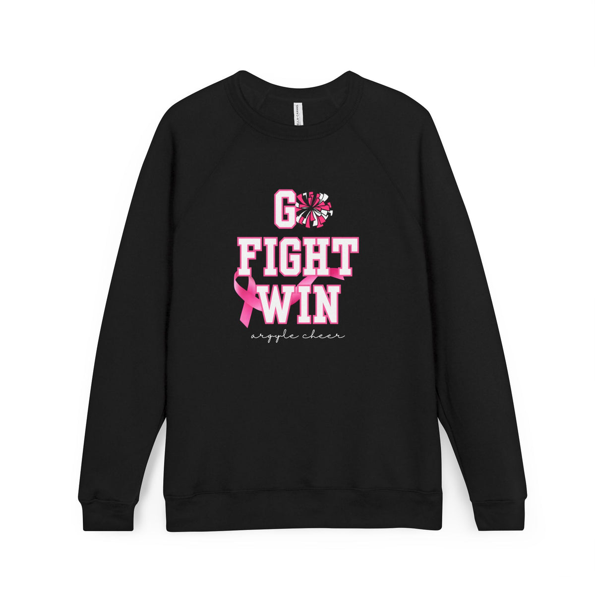 MOM | Custom Cheer Mom Raglan Sweatshirt | Go Fight Win Pink Out Breast Cancer Awareness
