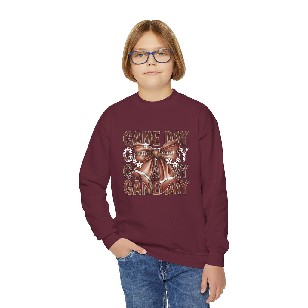 Game Day Bow Youth Crewneck Sweatshirt