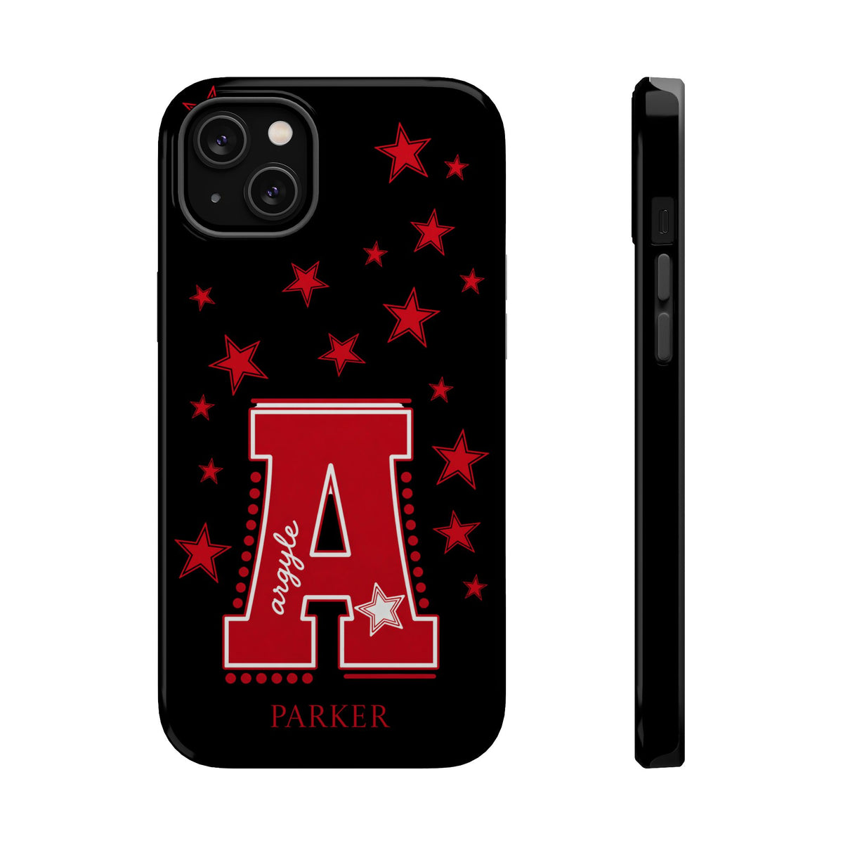 Personalized Initial Phone Case — Red Varsity 'A' with Stars (Magnetic Impact-Resistant)