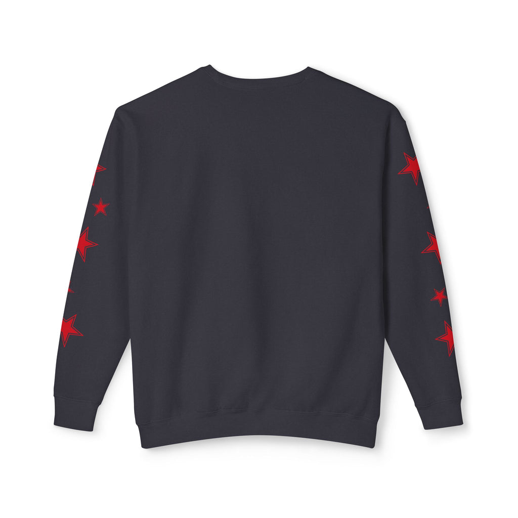 Red Varsity 'A' Crewneck Sweatshirt — Star Sleeve Letterman Pullover