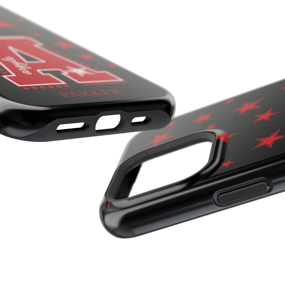 Personalized Initial Phone Case — Red Varsity 'A' with Stars (Magnetic Impact-Resistant)
