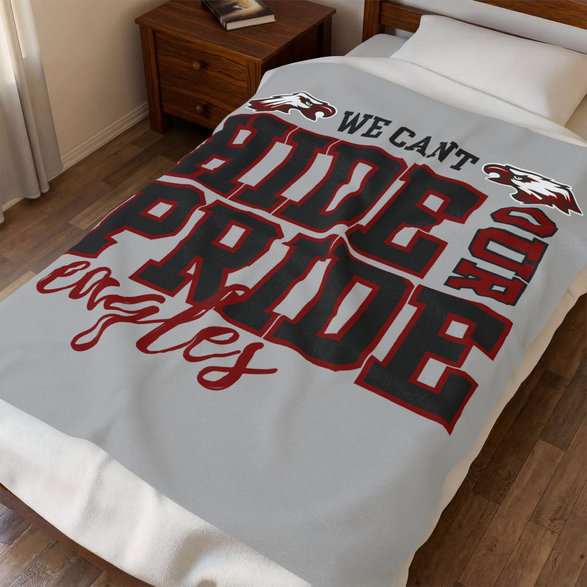 Eagle Pride Velveteen Plush Blanket (grey)
