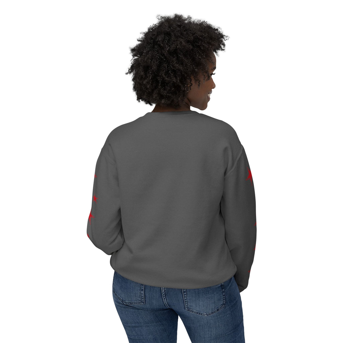 Red Varsity 'A' Crewneck Sweatshirt — Star Sleeve Letterman Pullover