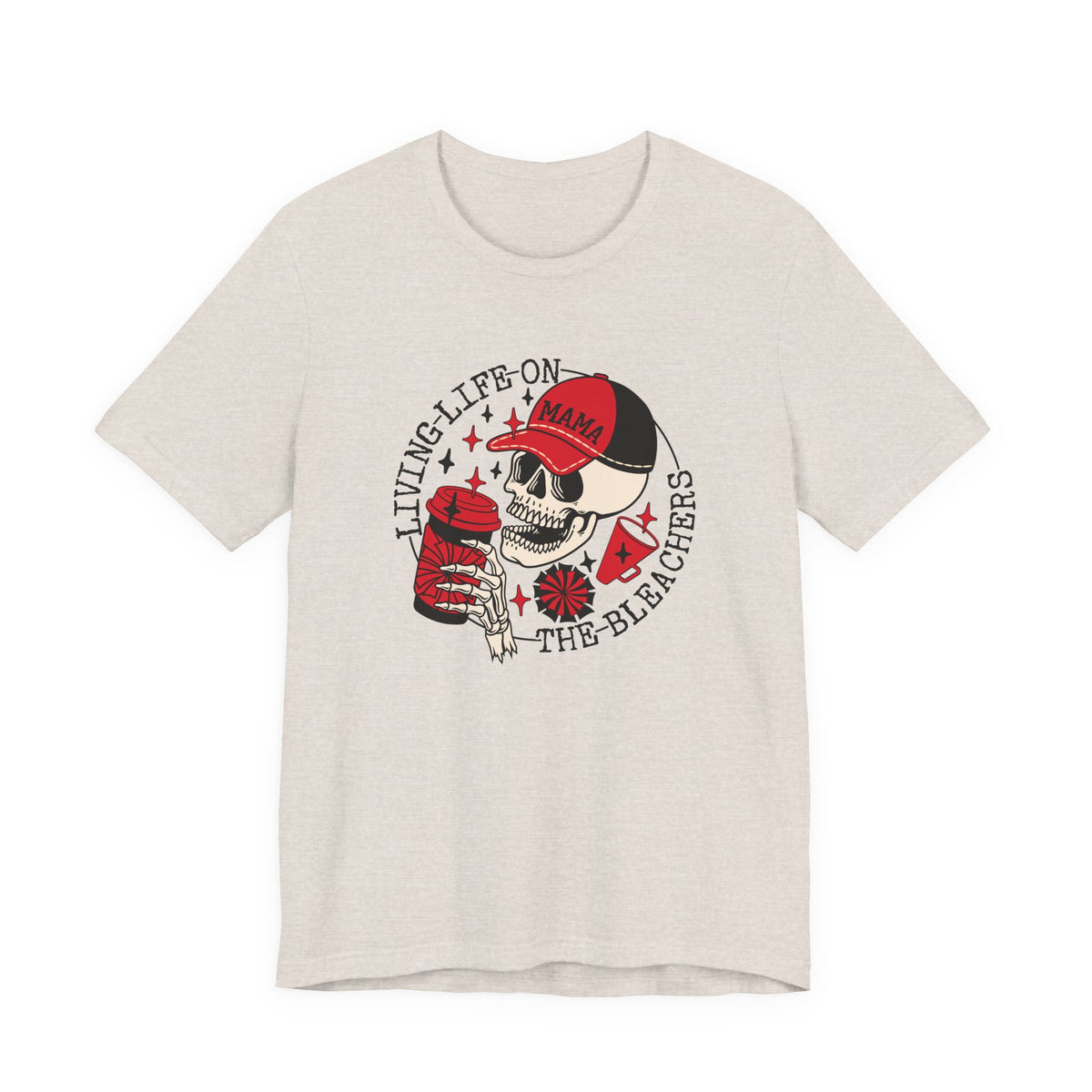 Living Life in the Stands Mama T-Shirt | Red & Black Sports Mom Tee