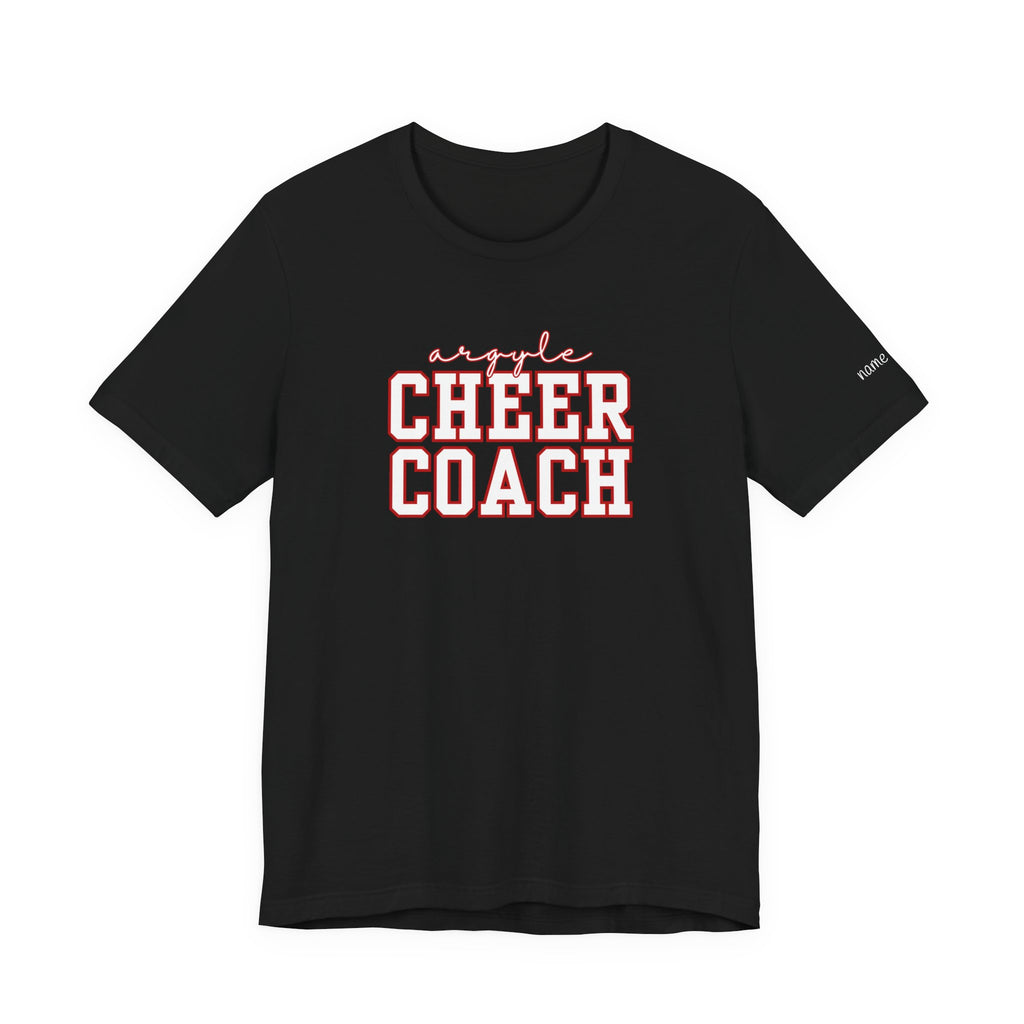 Custom Argyle Cheer Coach T-Shirt | Personalized Coach Name Tee
